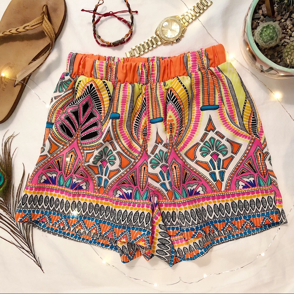 Multicolored Flowy Shorts (Small)